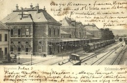 T2/T3 1905 Kolozsvár, Cluj; Pályaudvar, Vasútállomás, Személyvonat. Kiadja Schuster Emil / Railway Station, Passenger Tr - Ohne Zuordnung