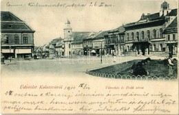 T2 1900 Kolozsvár, Cluj; Városháza és Deák Utca, Tamási Tamás és Fia, Stief Jenő és Társa üzlete, Kávéház, Evangélikus T - Unclassified