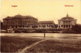 ** T2 Lugos, Lugoj; Eötvös Sor, Főgimnázium, Színház, Klein Miksa üzlete. W. L. (?) 319. / High School, Theater, Shop - Unclassified