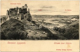 * T2/T3 Lippa, Lipova; Solymoser Ruine, Lippa Und Der Marosfluss, Mária-Radna Mit Der Kirche / Solymosi Vár, Lippa és A  - Non Classés