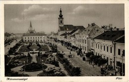 T2 Máramarossziget, Sighetu Marmatiei;  Fő Tér, Leány Gimnázium, üzletek, Automobil / Main Square, Girls' High School, S - Sin Clasificación