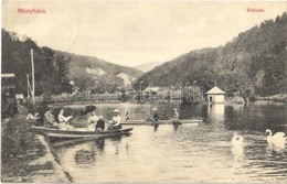 T2/T3 1906 Menyháza, Moneasa; Halastó, Csónakázók Magyar Zászlóval, Kisvasút / Fishpond, Lake, Rowing Boats With Hungari - Ohne Zuordnung
