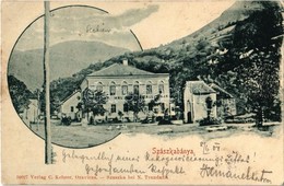 T2 1904 Szászkabánya, Németszászka, Sasca Montana; Szálloda. Kiadja C. Kehrer / Hotel, Street - Ohne Zuordnung