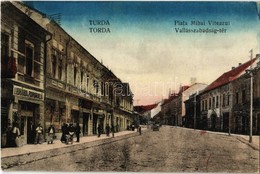 T2 1926 Torda, Turda; Piata Mihai Viteazul / Vallásszabadság Tér, Libraria Poporala Nyomda, üzletek. Libraria Poporala S - Ohne Zuordnung