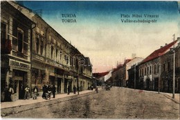 T2 1926 Torda, Turda; Piata Mihai Viteazul / Vallásszabadság Tér, Libraria Poporala Nyomda, üzletek. Libraria Poporala S - Sin Clasificación