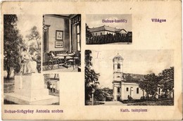 T2/T3 1918 Világos, Siria; Bohus-Szőgyény Antónia Szobra, Bohus Kastély, Szoba Belső, Katolikus Templom / Castle, Room I - Ohne Zuordnung