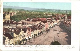 T2/T3 1900 Eperjes, Presov; Fő Utca, üzletek. Kiadja Cattarino Sándor / Main Street, Shops (apró Szakadás / Tiny Tear) - Non Classés