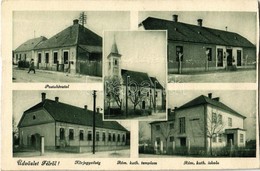 ** T4 Fél, Feilendorf, Tomasov; Posta Hivatal, Római Katolikus Templom és Iskola, Körjegyzőség, üzlet / Post Office, Cat - Ohne Zuordnung