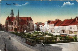 T2/T3 1917 Kassa, Kosice; Fő Utca, Dóm, üzletek, Villamos / Main Street, Cathedral, Shops, Tram - Unclassified
