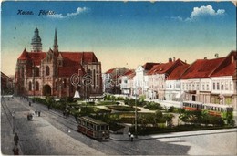 T2/T3 1917 Kassa, Kosice; Fő Utca, Dóm, üzletek, Villamos / Main Street, Cathedral, Shops, Tram - Non Classés