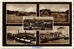 T3 1938 Komárom, Komárno; Kikötő, Gőzhajók / Port, Harbor, Steamships + 'Komárom Visszatért' So. Stpl. (szakadás / Tear) - Unclassified
