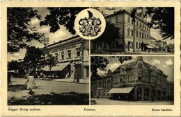 * T2/T3 1943 Losonc, Lucenec; Magyar Király Szálloda, Vigadó, Korzó Kávéház, Címer. Kiadja Salamon Károly / Hotel, Café, - Unclassified