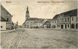 T2/T3 1912 Modor, Modra; Deák Ferenc Tér, Posta Szálloda, üzletek, Templom. Kiadja May Samu / Square, Hotel, Shops, Chur - Ohne Zuordnung