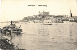 T2/T3 1908 Pozsony, Pressburg, Bratislava; Vár, Gőzhajó / Castle, Steamship (EK) - Ohne Zuordnung