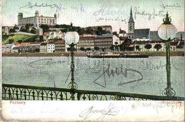 * T3 1907 Pozsony, Pressburg, Bratislava; Látkép, Rakpart, Vár. 'Bediene Dich Allein' / General View, Quay, Castle (Rb) - Unclassified