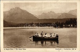 T2 1915 Tátra, Magas Tátra, Vysoké Tatry; Csorba Tó, 'Gizella' Evezős Csónak, Csónakázók. Kiadja Kertész Tódor / Strbské - Unclassified