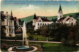 * T3 1917 Trencsénteplic, Trencianske Teplice; Sétány, Szökőkút / Promenade, Fountain (kopott Sarkak / Worn Corners) - Ohne Zuordnung