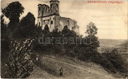 T2/T3 Vágsziklás, Szkalka, Skalka Nad Váhom; Apátsági Romok A Vágvölgyben. W. L. Bp. Kiadja Biel L. / Abbey Ruins In Pov - Ohne Zuordnung