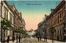 * T3/T4 Zsolna, Zilina; Masarykova Ulica / Masaryk Utca, A. Hradil üzlete / Street, Shops (EB) - Unclassified