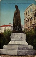 T3 1915 Pola, Pula; Monumento Ad Elisabetta / Elisabethmonument / Erzsébet Királyné (Sisi) Szobor, Mögötte Az Amfiteátru - Unclassified