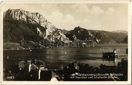 T2 1937 Gmunden, Salzkammergut, Schloss Ort Mit Traunstein Und Schlafender Griechin / Castle, Lake, Mountains - Zonder Classificatie