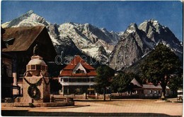 * T1/T2 1927 Garmisch-Partenkirchen, Marktplatz Mit Alp- Und Zugspitze / Market Square, Mountain Peaks - Zonder Classificatie