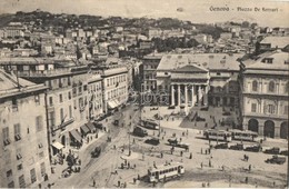 T2 Genova, Genoa; Piazza De Ferrari, Il Secolo XIX / Square, Trams, Automobiles - Ohne Zuordnung