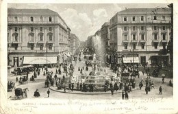* T2/T3 1903 Naples, Napoli; Corso Umberto I., Gran Caffe Ristorante / Street, Fountain, Cafe, Shops (EK) - Ohne Zuordnung