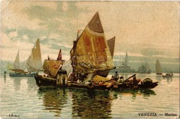 ** T2/T3 Venezia, Venice; Marina / Harbour, Sailboats, Litho (EK) - Ohne Zuordnung