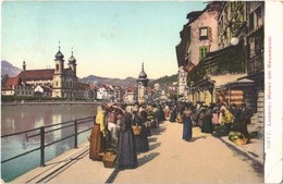 T3 1911 Lucerne, Luzern; Markt Am Reussquai / Market Vendors, Quay (EB) - Ohne Zuordnung