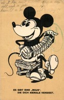 T3 Es Gibt Eine Maus, Die Dich Niemals Vergisst / Mickey Mouse With Accordion, Walter E. Disney Art Postcard (kis Szakad - Non Classificati