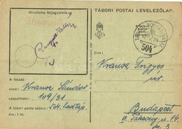 T2/T3 1942 Krausz Sándor Zsidó 109/31 504. Hadtáp KMSZ (közérdekű Munkaszolgálatos) Levele Apjának Krausz Frigyesnek / W - Non Classificati