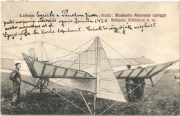 T2/T3 1910 Hubert Latham és A Repülőgépe. Kiadja A Moskovits Anatómiai Cipőgyár / Latham With His Aeroplane, Montage (EK - Unclassified