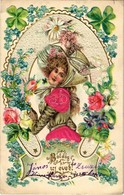 T2/T3 1903 Boldog Újévet! / New Year Greeting Card Emb. Litho With Silk (EK) - Non Classificati