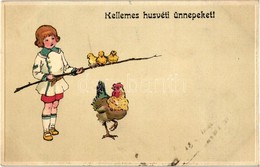 T4 Easter, Child With Rooster And Chicken, Special S.B. 3325. Litho (cut) - Unclassified