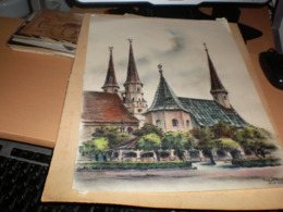 Old Pastels Big Format Church??? 1966 Feid Illbrecht ??????? - Pastell