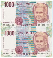 Olaszország 1990. 1000L (2x) Sorszámkövető T:I
Italy 1990. 1000 Lire (2x) Sequential Serials C:UNC - Unclassified