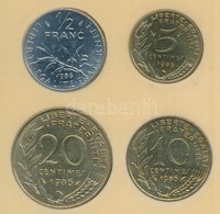 Franciaország 1985. 5c + 1986. 10c + 20c + 1/2Fr Plasztiktokban T:2
France 1985. 5 Centimes + 1986. 10 Centimes + 20 Cen - Non Classés