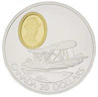 Kanada 1992. 20$ Ag 'Vickers Vedette - Wilfred T. Reid' Aranyozott Portré, Eredeti Dísztokban Tanúsítvánnyal és Ismertet - Non Classés