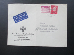 Berlin 1960 Bund Deutscher Kriegsbeschädigter Und Kriegerhinterbliebener Landesverband Berlin Luftpost Nach Nortdorf - Briefe U. Dokumente