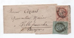 1874 - BANDE JOURNAL Avec N° 50 & 51 Pour VILLEFRANCHE (AVEYRON) - 1849-1876: Classic Period