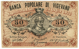 50 CENTESIMI NON EMESSO FIDUCIARIO BANCA POPOLARE DI VIGEVANO 28/07/1872 SUP - Sonstige & Ohne Zuordnung
