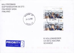 Finland PRIORITY Label VAASA 2000 Cover Brief ASCONA Schweiz 2x Kulturhauptstadt Strömlingsmarkt - Covers & Documents