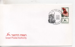 Cpa.Timbres.Israël.2001.Hafnia.Israel Postal Authority  Timbre Anémones - Lettres & Documents