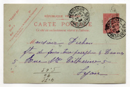 Entier Postal Semeuse Lignée --1904---n° 129 CP ( 410 ) -- PERPIGNAN - 66   Pour Lyon-69--cachets - Standaardpostkaarten En TSC (Voor 1995)