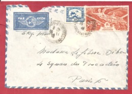 Y&T N°PA39+N°217  SAIGON Vers FRANCE  1948 - Airmail