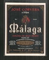 étiquette -  Années  1930/1950*  -importateur Taillan Et Cie - SETE - José Corvera MALAGA - Rotwein