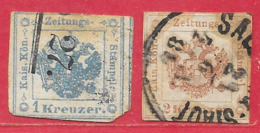 Autriche Taxe Journaux N°1 1k Bleu & N°3 2k Bistre 1853-77 O - Portomarken