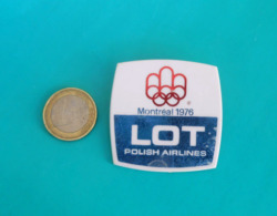 LOT ( Polish Airlines ) - OLYMPIC GAMES MONTREAL 1976. - Large Pin Badge * Poland Polska National Airways Plane Avion - Tarjetas De Identificación De La Tripulación