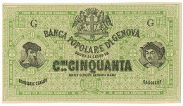 50 CENTESIMI NON EMESSO FIDUCIARIO BANCA POPOLARE DI GENOVA 08/06/1868 QFDS - Sonstige & Ohne Zuordnung